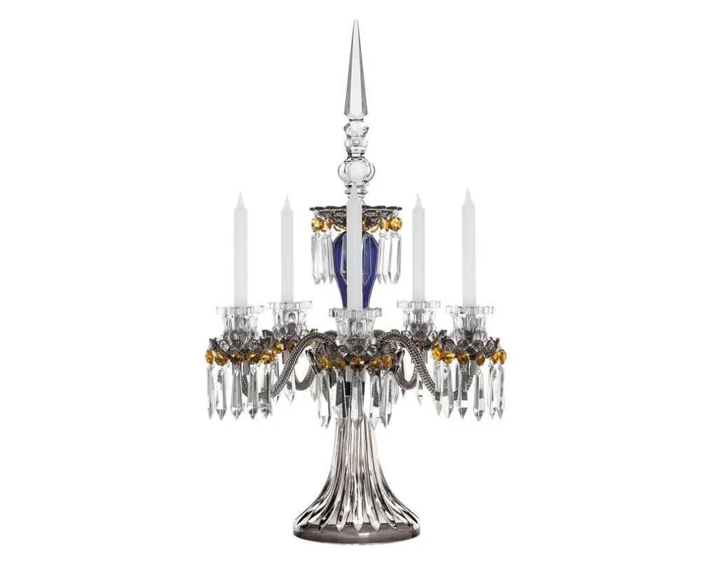 ARLEQUIN CANDÉLABRE 5L BOUGIE BLEU FONCÉ NOIR FLANELLE
