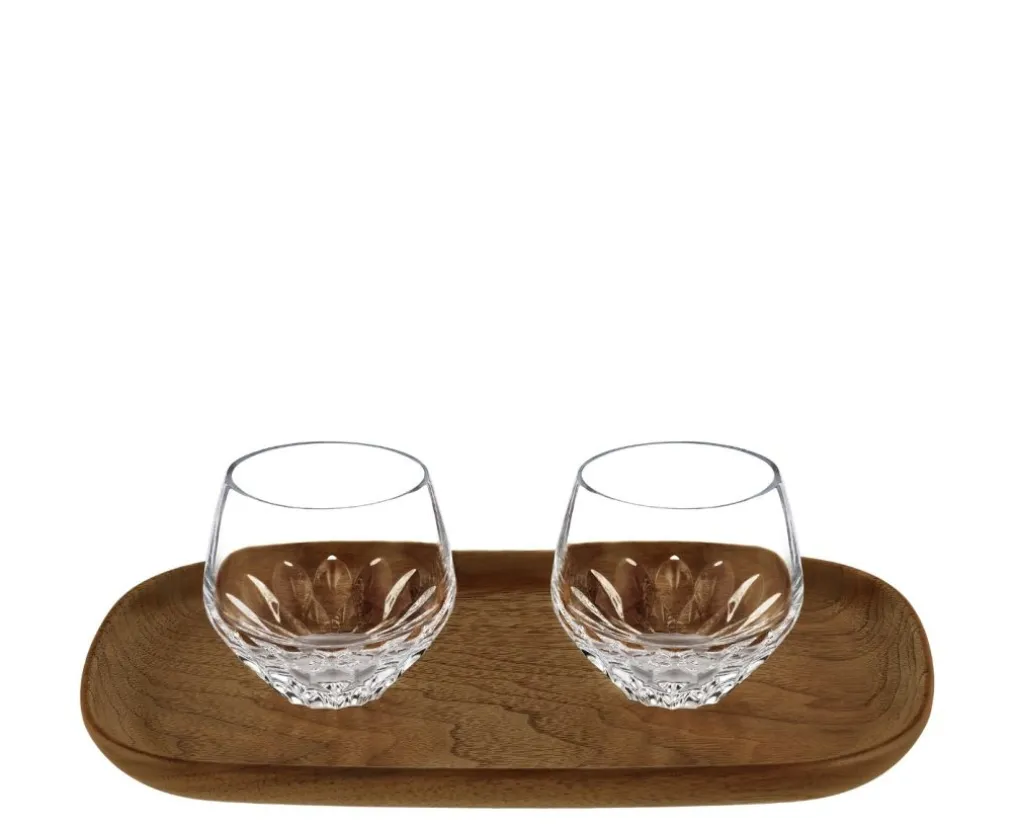 Coffret 2 gobelets à café court et plateau : Dégustez votre café avec les verres en cristal