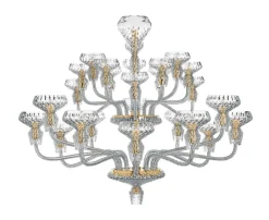 LUSTRE 24 LUMIÈRES FINITION DORÉE