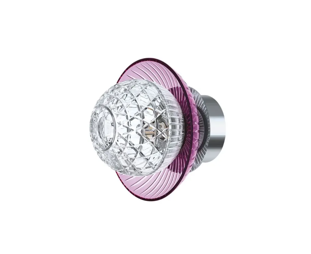 ROYAL APPLIQUE IP44 1L BOBÈCHE AMETHYSTE FINITION INOX POLI